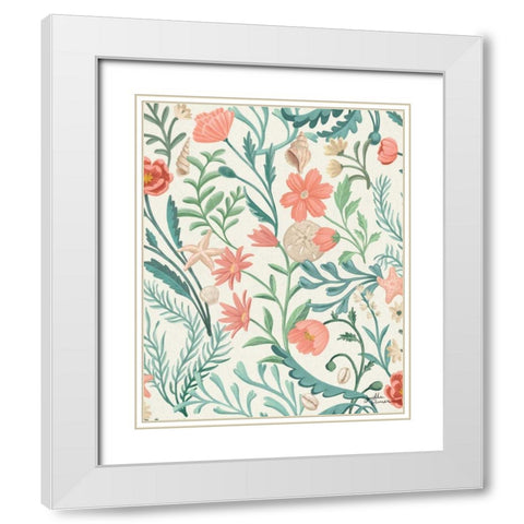 Seaside Botanical Pattern IA White Modern Wood Framed Art Print with Double Matting by Penner, Janelle