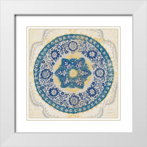 Raja Medallion White Modern Wood Framed Art Print with Double Matting by Schlabach, Sue