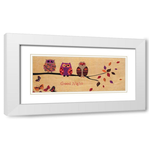 Good Night Owl White Modern Wood Framed Art Print with Double Matting by Wild Apple Portfolio