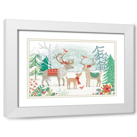 Reindeer Jubilee I White Modern Wood Framed Art Print with Double Matting by Urban, Mary