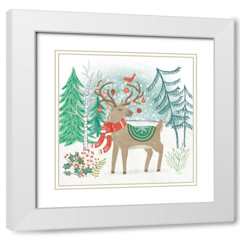 Reindeer Jubilee V White Modern Wood Framed Art Print with Double Matting by Urban, Mary