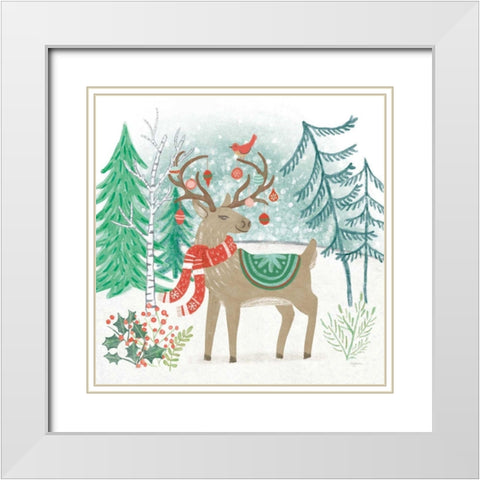 Reindeer Jubilee V White Modern Wood Framed Art Print with Double Matting by Urban, Mary