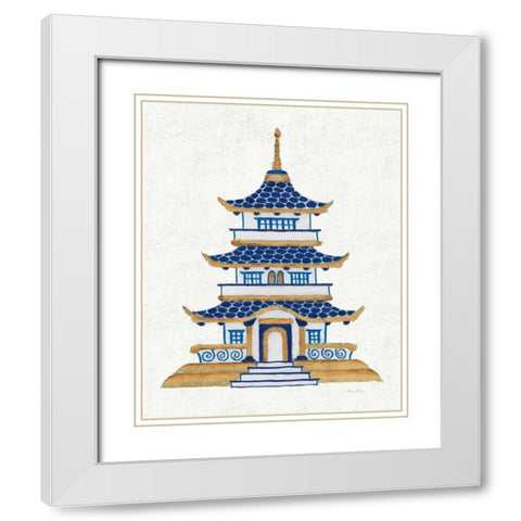 Flora Chinoiserie VIII Textured White Modern Wood Framed Art Print with Double Matting by Adams, Emily