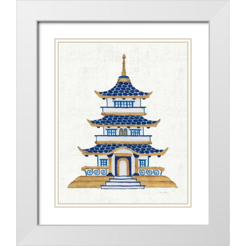 Flora Chinoiserie VIII Textured White Modern Wood Framed Art Print with Double Matting by Adams, Emily