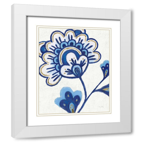 Flora Chinoiserie VI Textured White Modern Wood Framed Art Print with Double Matting by Adams, Emily