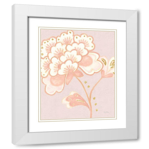 Flora Chinoiserie IV Textured Terra White Modern Wood Framed Art Print with Double Matting by Adams, Emily