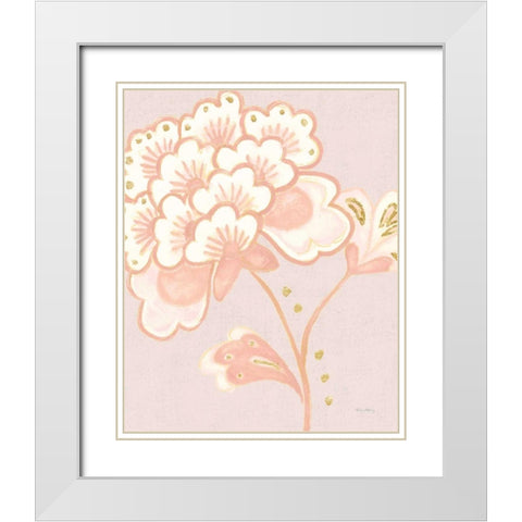 Flora Chinoiserie IV Textured Terra White Modern Wood Framed Art Print with Double Matting by Adams, Emily