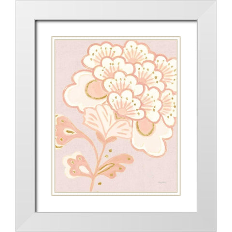 Flora Chinoiserie V Textured Terra White Modern Wood Framed Art Print with Double Matting by Adams, Emily