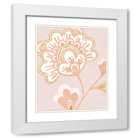 Flora Chinoiserie VI Textured Terra White Modern Wood Framed Art Print with Double Matting by Adams, Emily