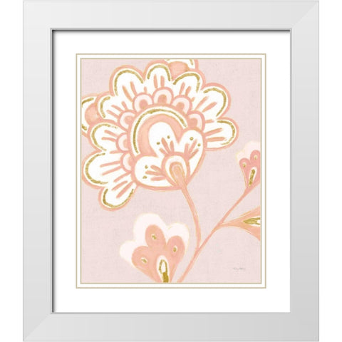 Flora Chinoiserie VI Textured Terra White Modern Wood Framed Art Print with Double Matting by Adams, Emily