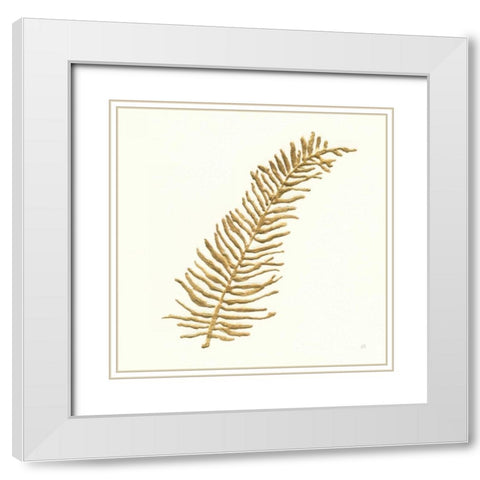 Gilded Fern I White Modern Wood Framed Art Print with Double Matting by Paschke, Chris
