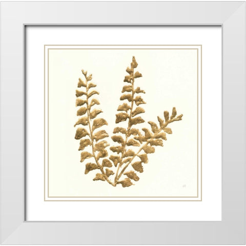 Gilded Fern III White Modern Wood Framed Art Print with Double Matting by Paschke, Chris