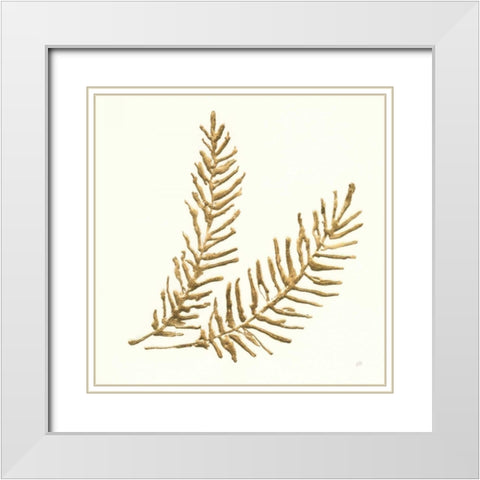 Gilded Fern IV White Modern Wood Framed Art Print with Double Matting by Paschke, Chris