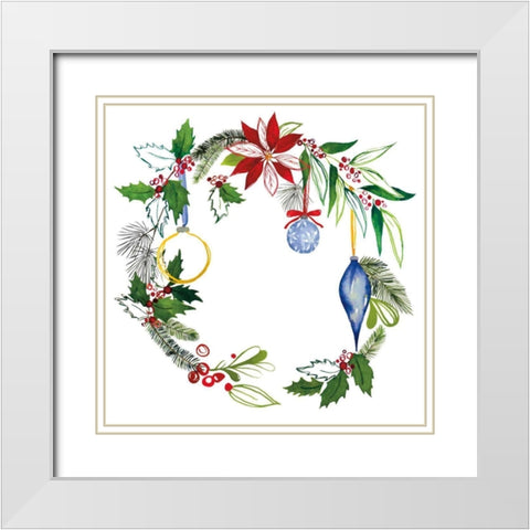 Christmas Wreath V White Modern Wood Framed Art Print with Double Matting by Sussman, Harriet