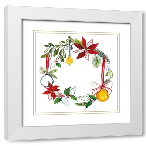 Christmas Wreath VII White Modern Wood Framed Art Print with Double Matting by Sussman, Harriet