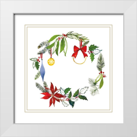 Christmas Wreath VIII White Modern Wood Framed Art Print with Double Matting by Sussman, Harriet