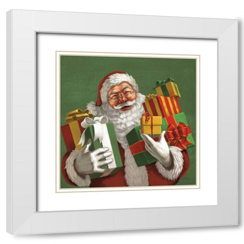 Holiday Santa IV White Modern Wood Framed Art Print with Double Matting by Penner, Janelle