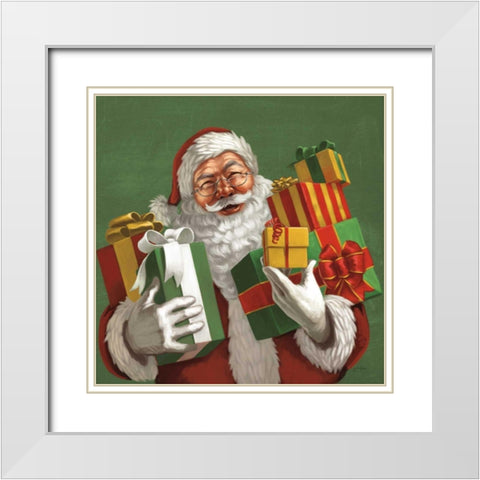 Holiday Santa IV White Modern Wood Framed Art Print with Double Matting by Penner, Janelle