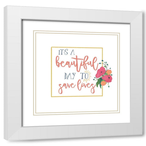 Harriet Floral Nurse Inspiration I White Modern Wood Framed Art Print with Double Matting by Wild Apple Portfolio