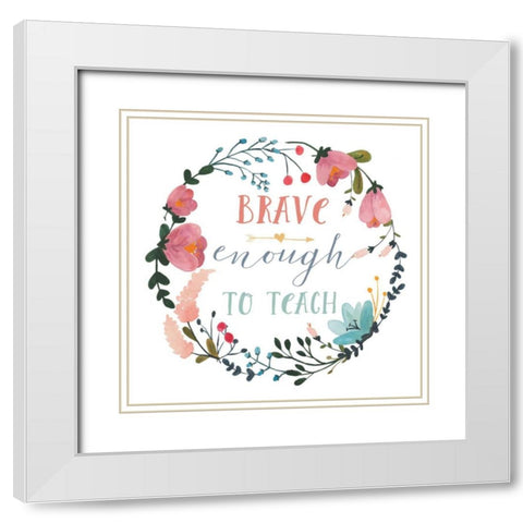 Harriet Floral Teacher Inspiration II White Modern Wood Framed Art Print with Double Matting by Wild Apple Portfolio