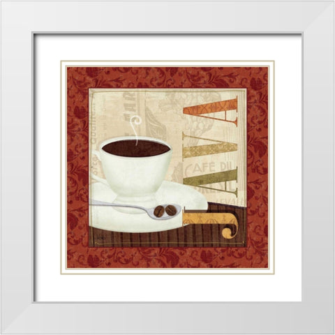 Coffee Cup I White Modern Wood Framed Art Print with Double Matting by Charron, Veronique