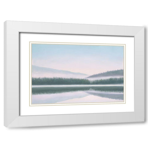 Lakeside Morning White Modern Wood Framed Art Print with Double Matting by Wiens, James