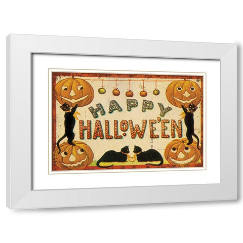 Halloween Nostalgia Happy Halloween White Modern Wood Framed Art Print with Double Matting by Pertiet, Katie
