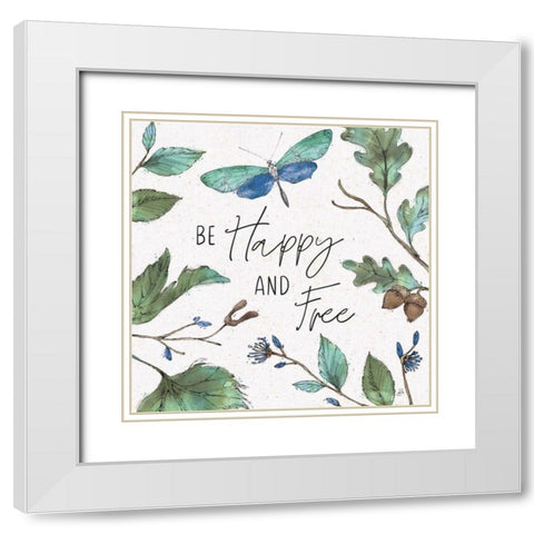 Outdoor Beauties Color I Be Happy and Free White Modern Wood Framed Art Print with Double Matting by Brissonnet, Daphne