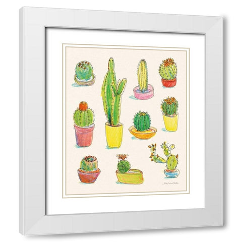 Cacti Garden I White Modern Wood Framed Art Print with Double Matting by Miller, Sara Zieve