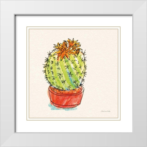 Cacti Garden II White Modern Wood Framed Art Print with Double Matting by Miller, Sara Zieve