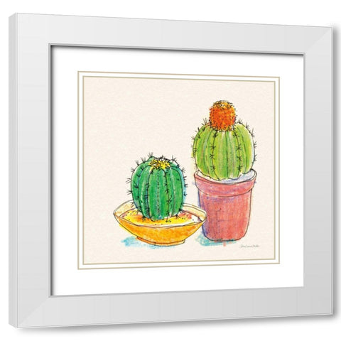 Cacti Garden III White Modern Wood Framed Art Print with Double Matting by Miller, Sara Zieve