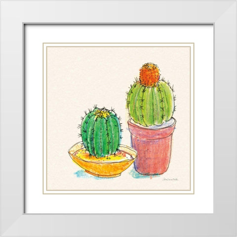 Cacti Garden III White Modern Wood Framed Art Print with Double Matting by Miller, Sara Zieve