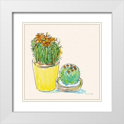 Cacti Garden IV White Modern Wood Framed Art Print with Double Matting by Miller, Sara Zieve