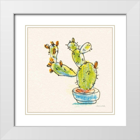 Cacti Garden V White Modern Wood Framed Art Print with Double Matting by Miller, Sara Zieve