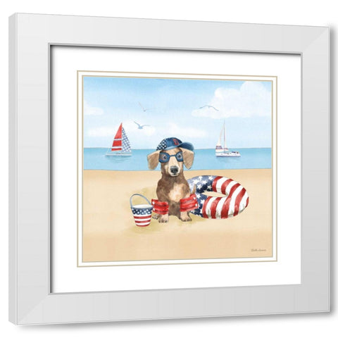 Summer Paws Patriotic III White Modern Wood Framed Art Print with Double Matting by Grove, Beth