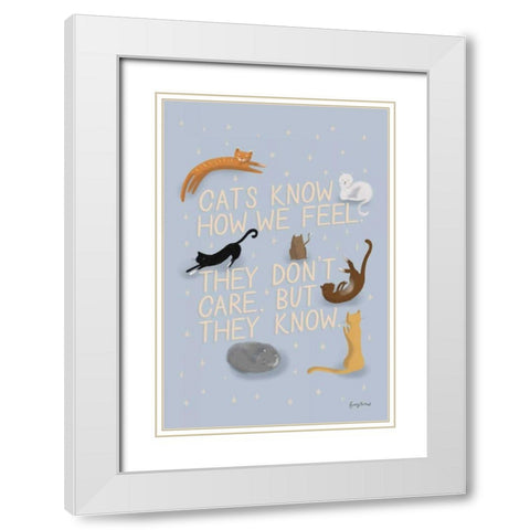 Ode to Cats White Modern Wood Framed Art Print with Double Matting by Thorns, Becky