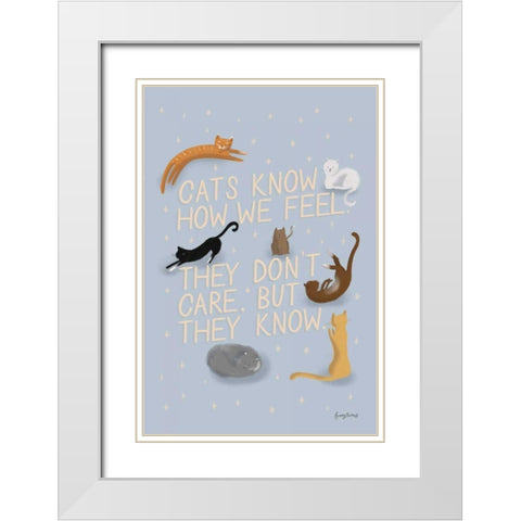 Ode to Cats White Modern Wood Framed Art Print with Double Matting by Thorns, Becky