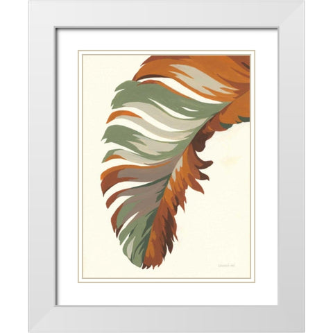 Retro Big Leaf I White Modern Wood Framed Art Print with Double Matting by Nai, Danhui