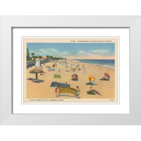 Beach Postcard I White Modern Wood Framed Art Print with Double Matting by Wild Apple Portfolio