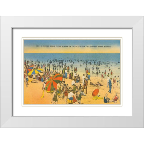 Beach Postcard IV White Modern Wood Framed Art Print with Double Matting by Wild Apple Portfolio