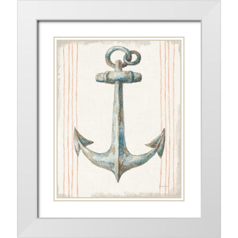 Floursack Nautical V no Words White Modern Wood Framed Art Print with Double Matting by Nai, Danhui