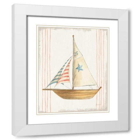 Floursack Nautical VII no Words White Modern Wood Framed Art Print with Double Matting by Nai, Danhui