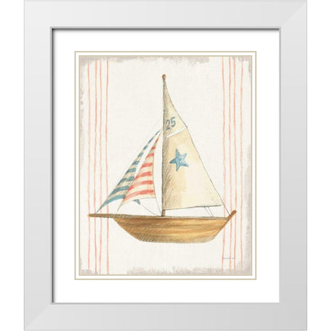 Floursack Nautical VII no Words White Modern Wood Framed Art Print with Double Matting by Nai, Danhui