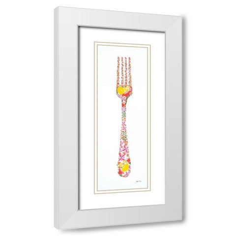 Floral Fork White Modern Wood Framed Art Print with Double Matting by Davis, Joan E.