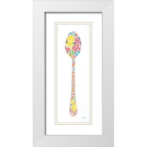 Floral Spoon White Modern Wood Framed Art Print with Double Matting by Davis, Joan E.