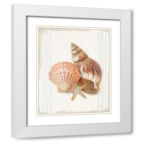 Floursack Nautical Shells I White Modern Wood Framed Art Print with Double Matting by Nai, Danhui