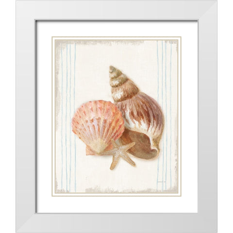 Floursack Nautical Shells I White Modern Wood Framed Art Print with Double Matting by Nai, Danhui