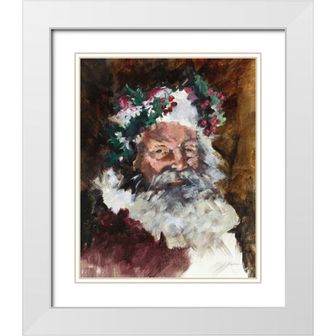 Father Christmas White Modern Wood Framed Art Print with Double Matting by Tillmon, Avery