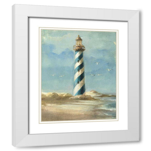 Lighthouse I White Modern Wood Framed Art Print with Double Matting by Nai, Danhui