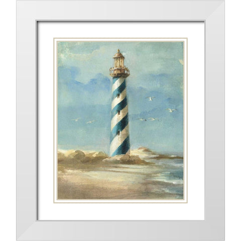 Lighthouse I White Modern Wood Framed Art Print with Double Matting by Nai, Danhui